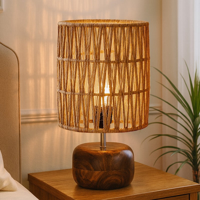 Radiara Wooden Table Lamp - Brown,Beige