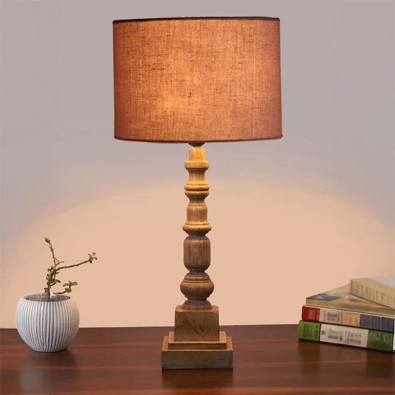 Cotin I Arbor Wooden Table Lamp - White,Brown media 2
