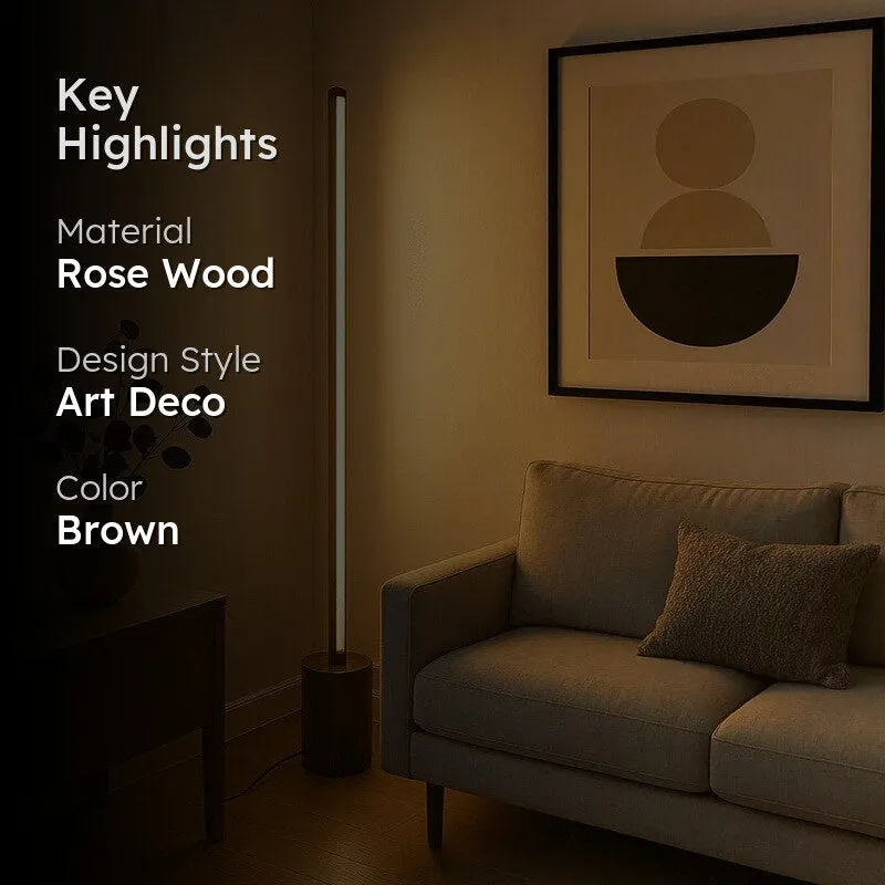 Warm Glow Rose Wood LED Wooden Floor Lamp media 2