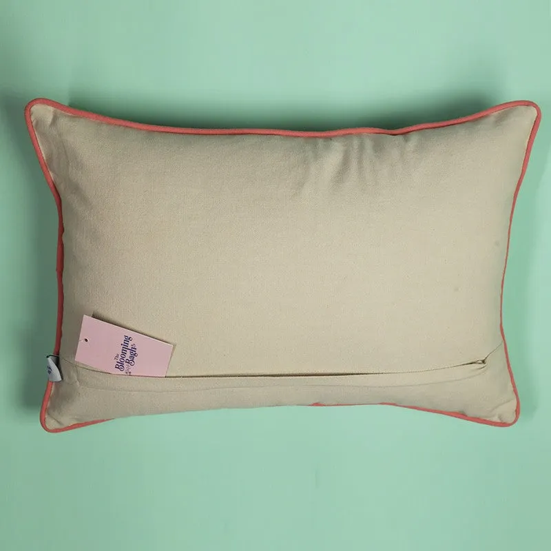 Mint Meadow Embroidered Cotton Cushion Cover media 6