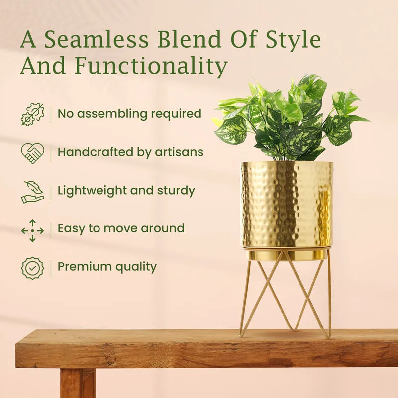 Vida Elle Golden Planter with Stand media 2