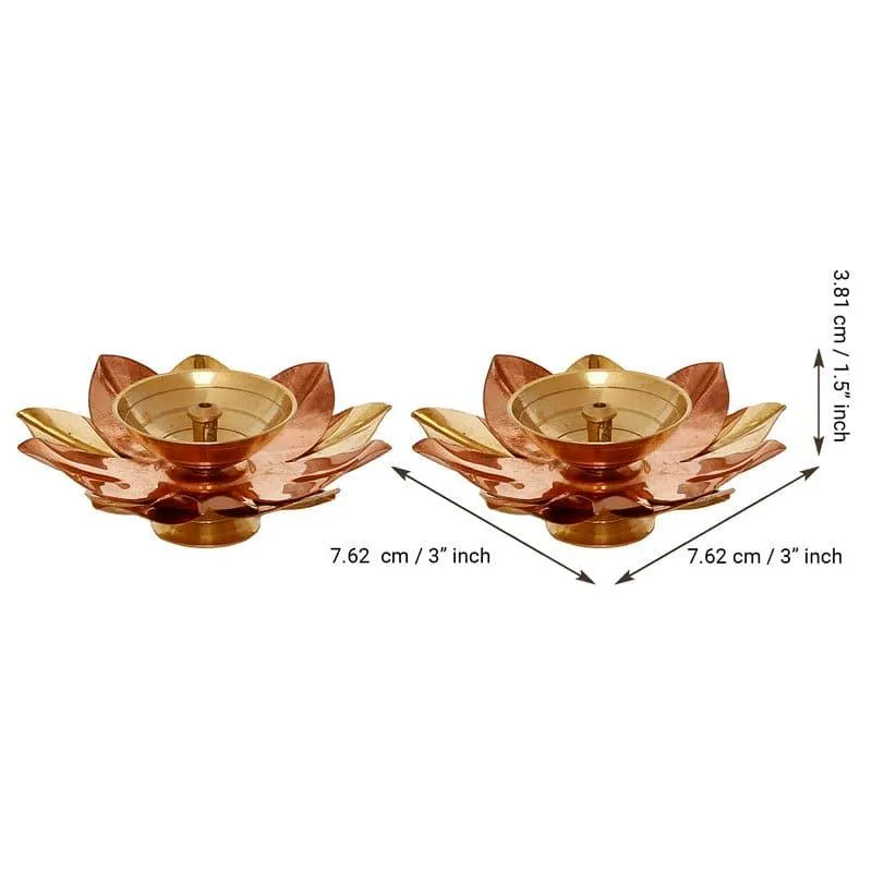 Lotus Bloom Brass Diya - Set Of Two media 4