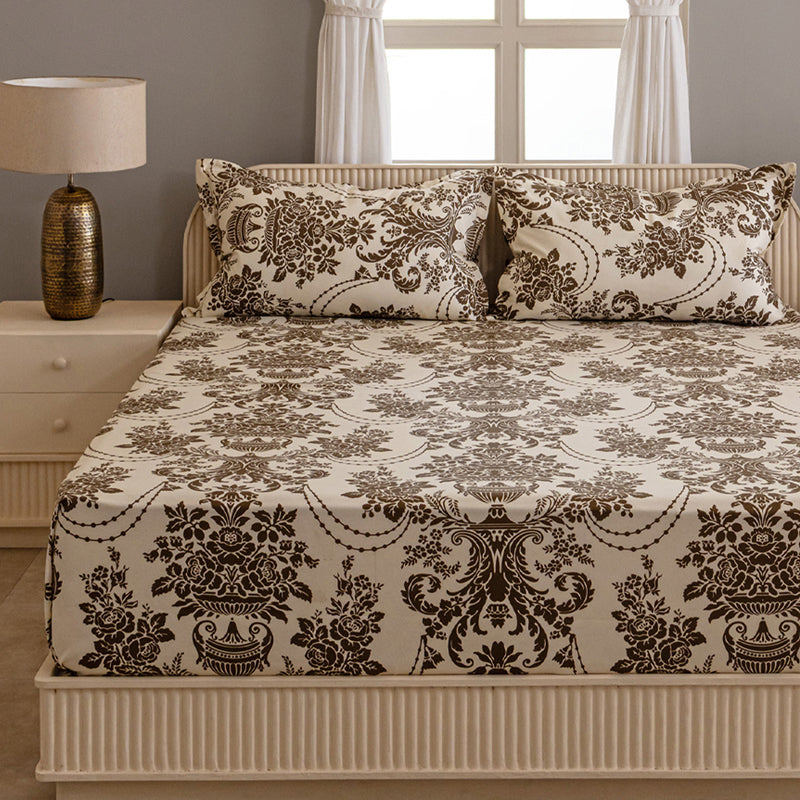 Swayam Regal Dreamscape Cotton Bedsheet (Brown) - 144 TC media 4