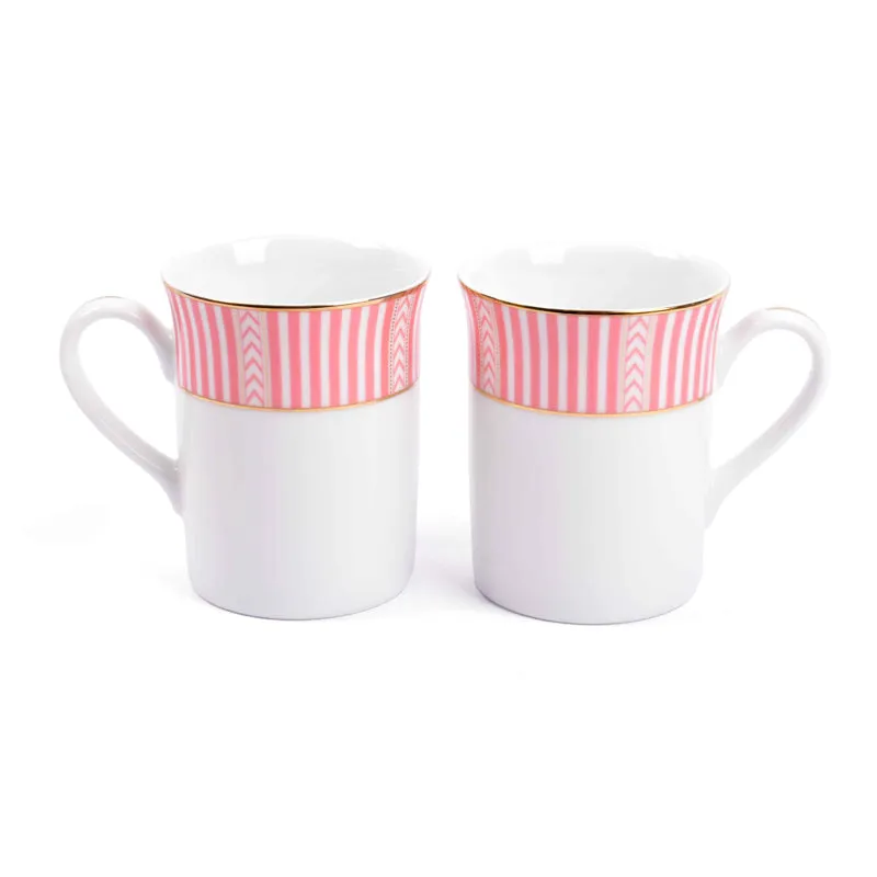 Stripe 24k Gold Brushed Porcelain Coffee Mug (300 mL Each) - Set of Two media 5