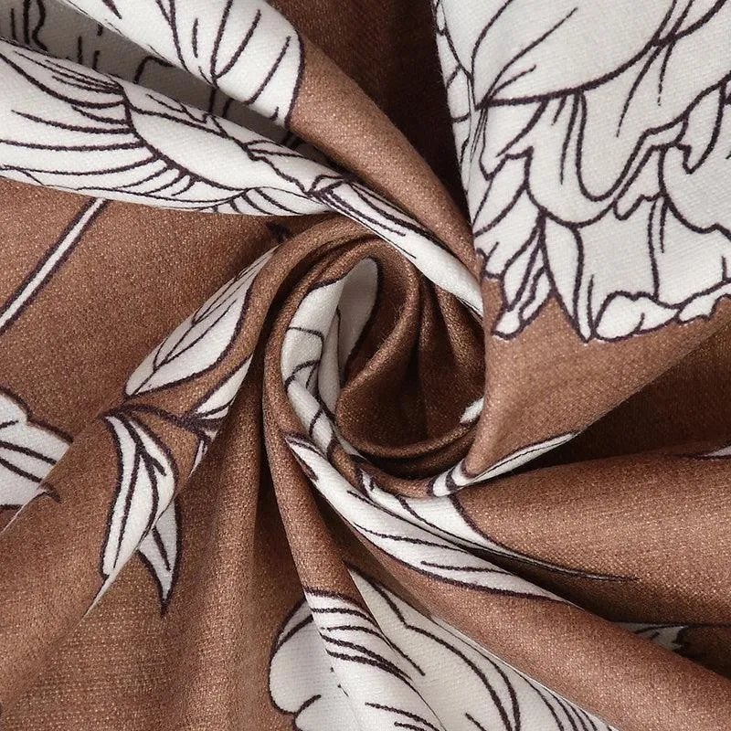 Petunia Floral Microfiber Bedsheet (Coffee Brown) - 140 GSM media 4