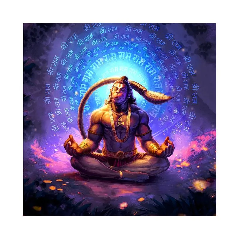Hanuman In Tranquil Prayer Poly Canvas Wall Painting media 4