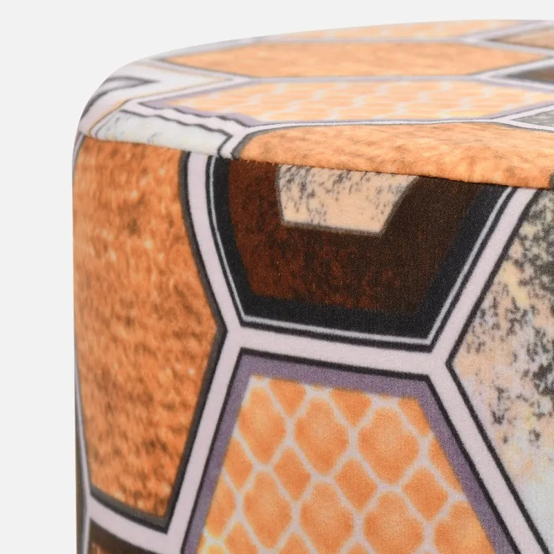 Rustic Geometric Velvet Ottoman - Multicolor media 4