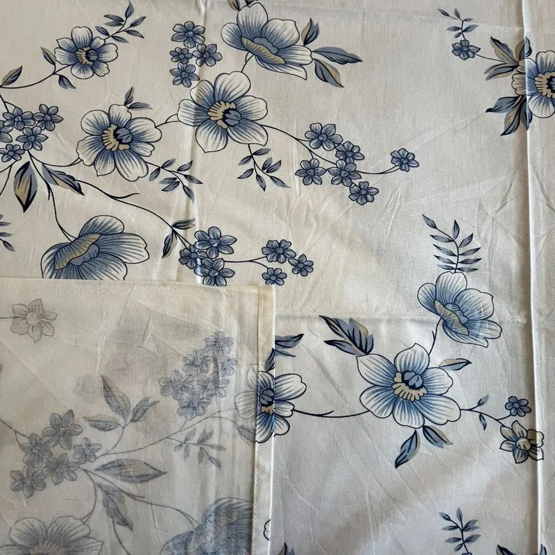 Gentle Petals Cotton Bedsheets (Blue) - 400 TC media 5