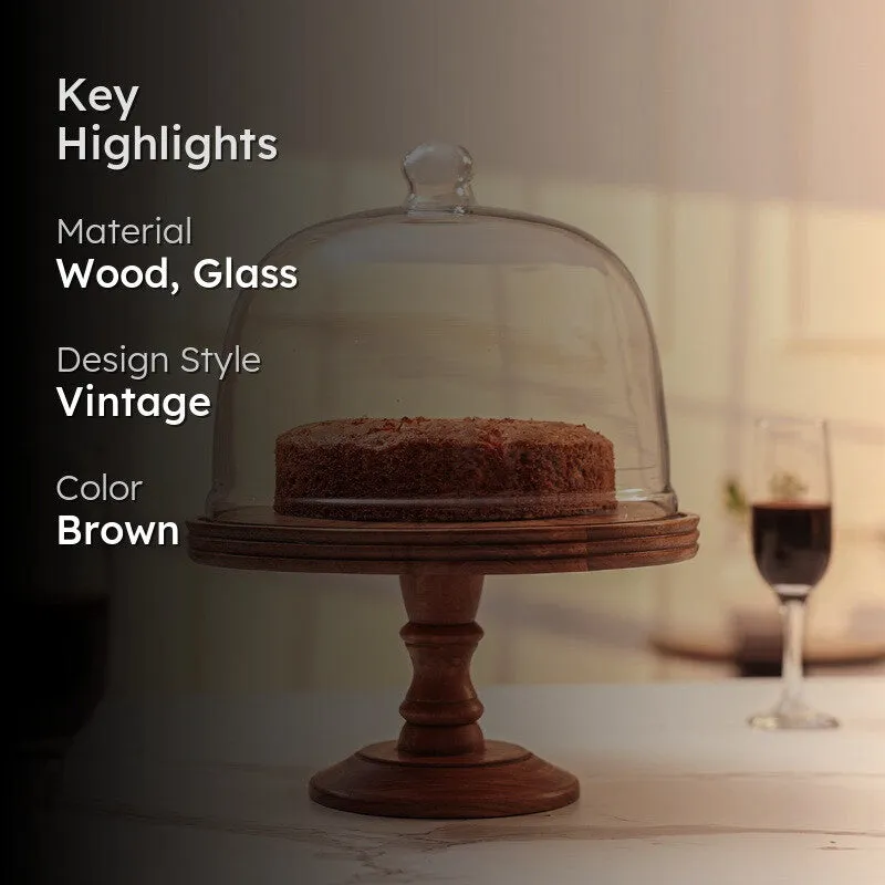 PureForm Wood & Glass Cake Stand - Set Of Two media 2