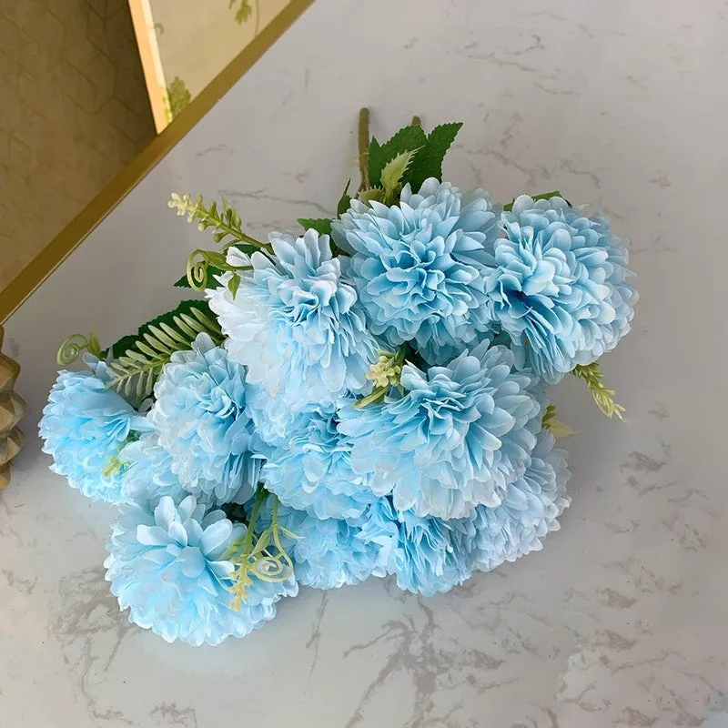 Hortensia Chrysanthemum Artificial Flower - Blue media 9