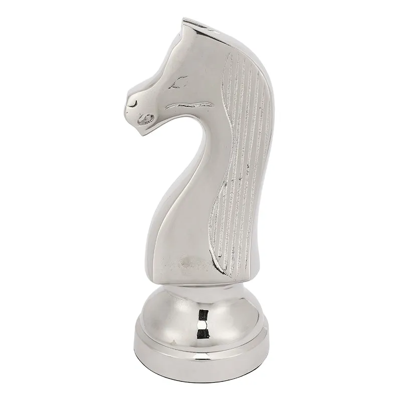 Knight Aluminum Horse Showpiece - Silver media 3