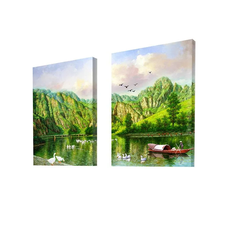Lush Leisure Canvas Wall Painting - Set Of Two media 4