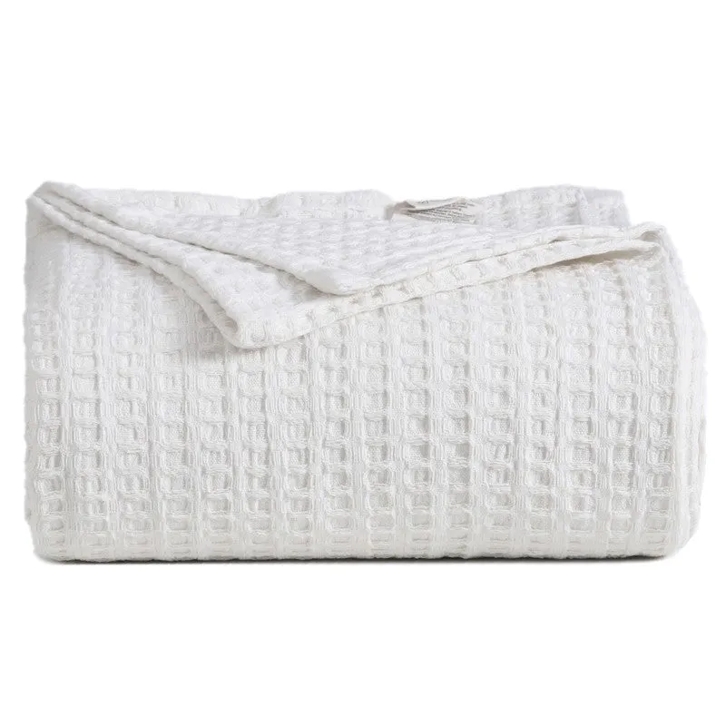 Axitra Wafel Weave Cotton Blanket - WHite media 7