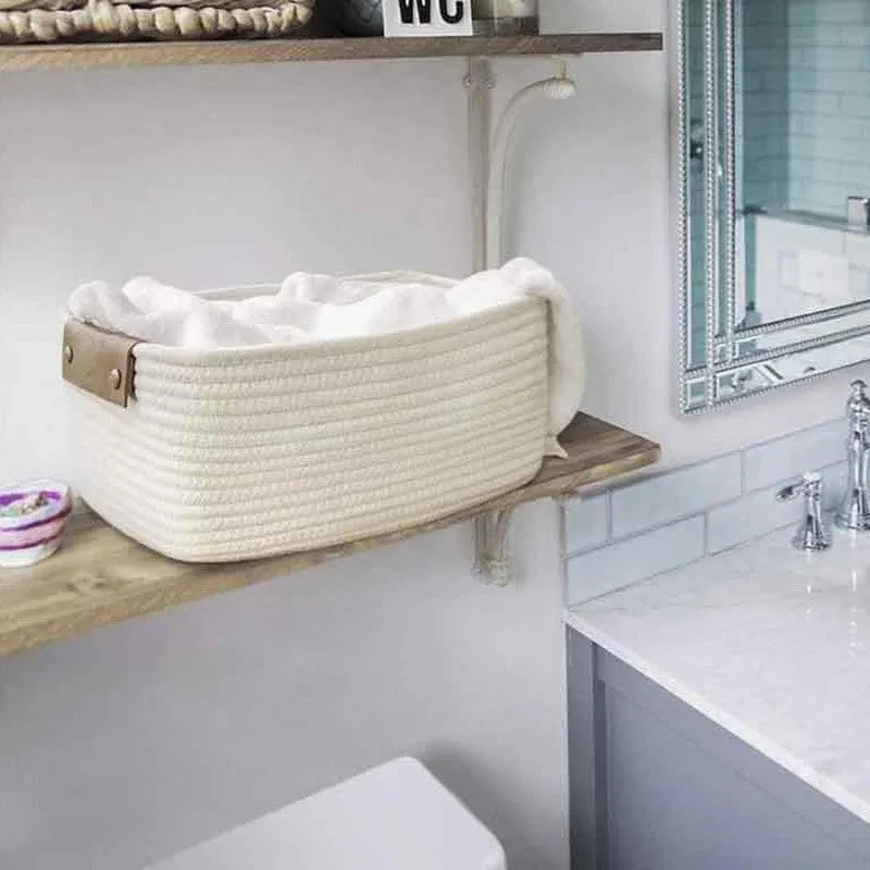 Cappucino Cotton Storage Basket - White media 5