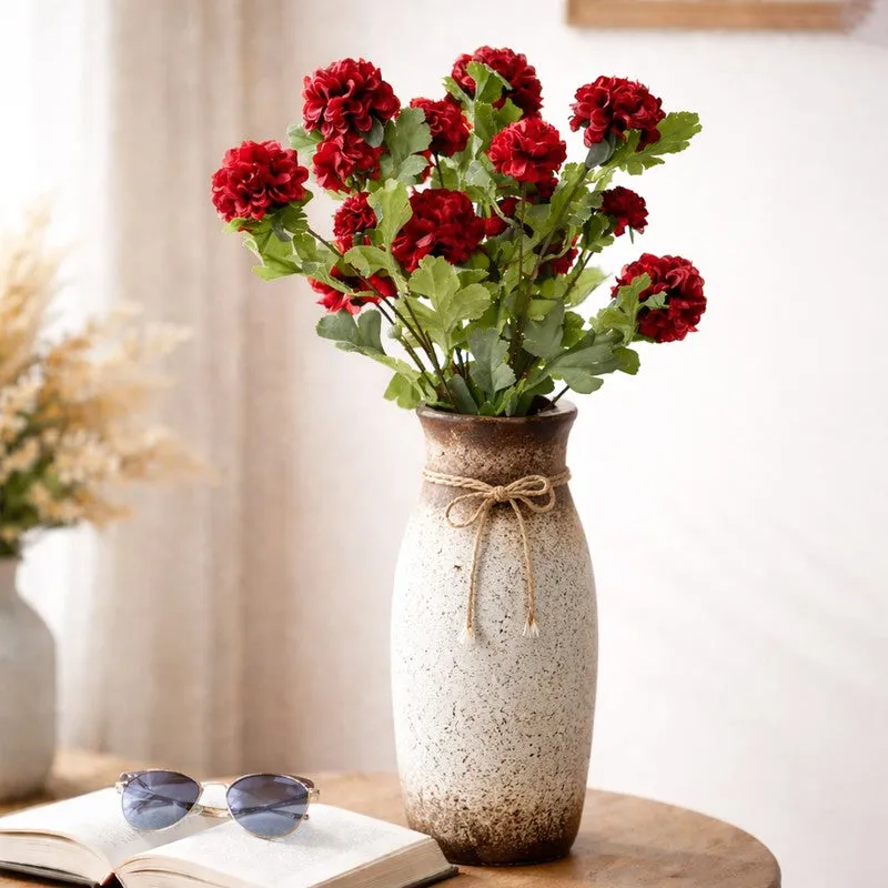 Rosvian Plastic Artificial Flower (Maroon) - Set Of Two media 3