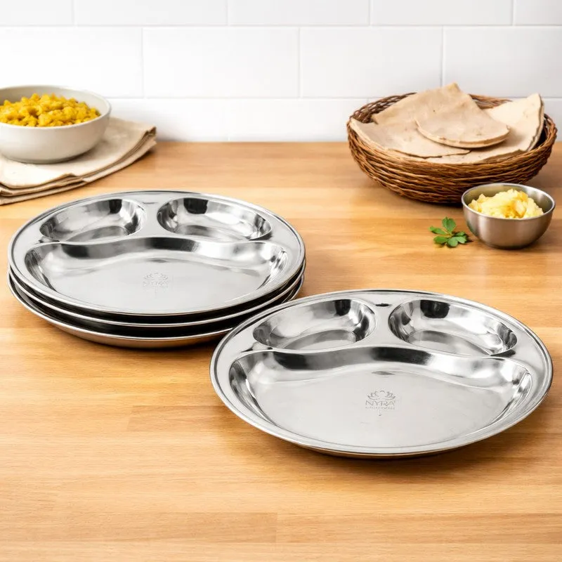 Platira Stainless Steel Dinner Plate - Set of Three media 1