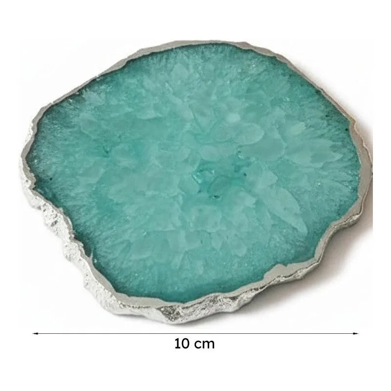 Byrona Handcrafted Crystal Agate Coaster (Green) - Set Of Two media 6