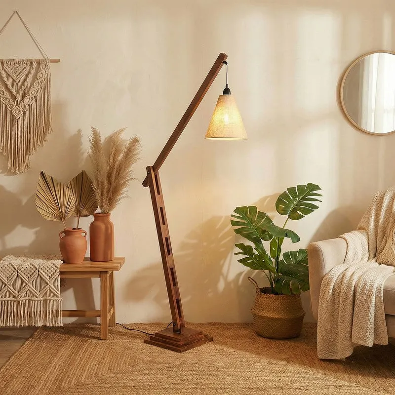 ConicalGlow Wooden Floor Lamp - Brown media 3