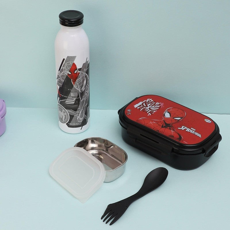 Spidey Wall Crawler Lunch Box 700 ML With 600 ML Water Bottle - Two Piece Set - Bundles