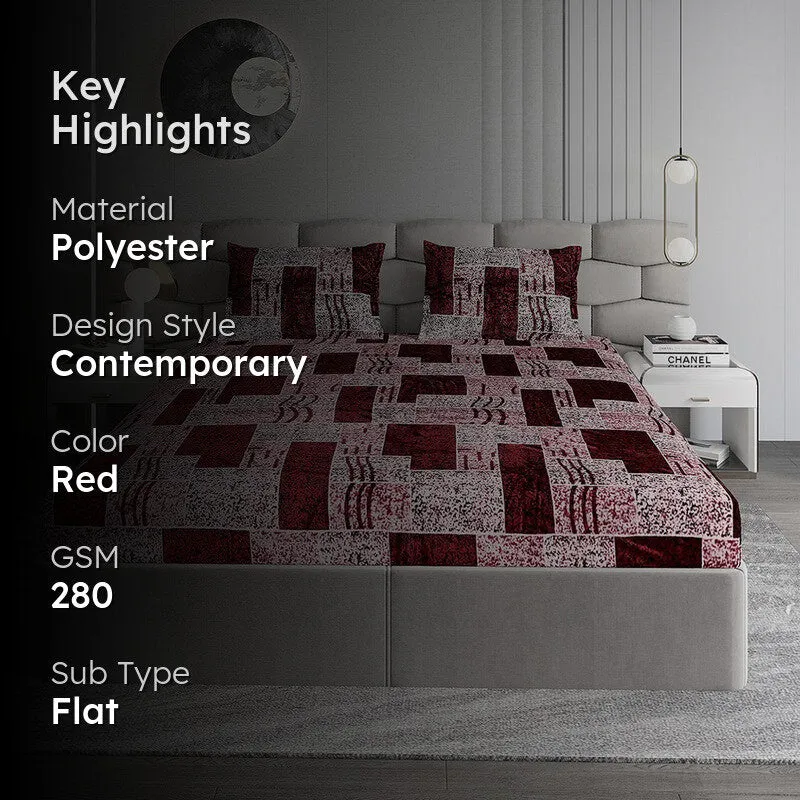 Monte Carlo Urban Square Bedsheet (Red) - 280 GSM media 2