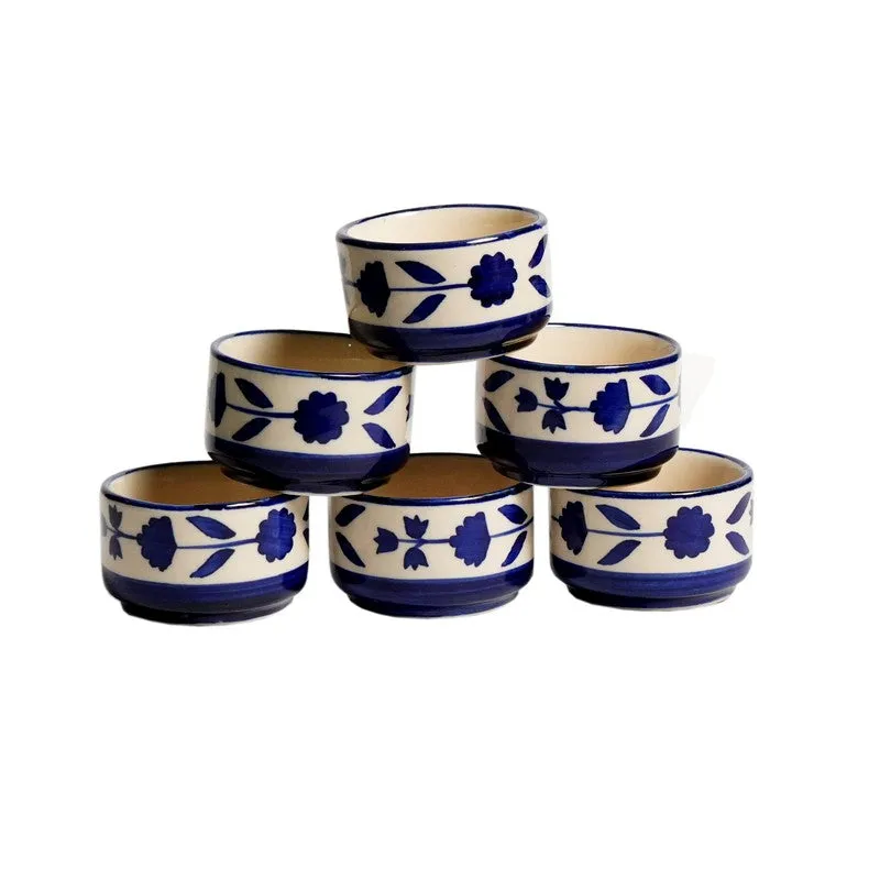 Culinova Ceramic Dip Bowls (Blue,White ,40 mL Each) - Set Of Six media 4