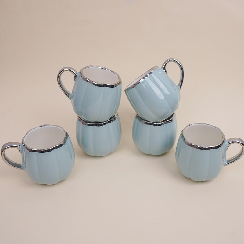 Magina Porcelain Tea Cup (180 mL Each/Blue) -  Set of Six media 3