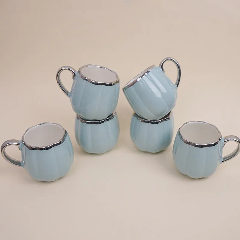 Magina Porcelain Tea Cup (180 mL Each/Blue) - Set of Six media 3
