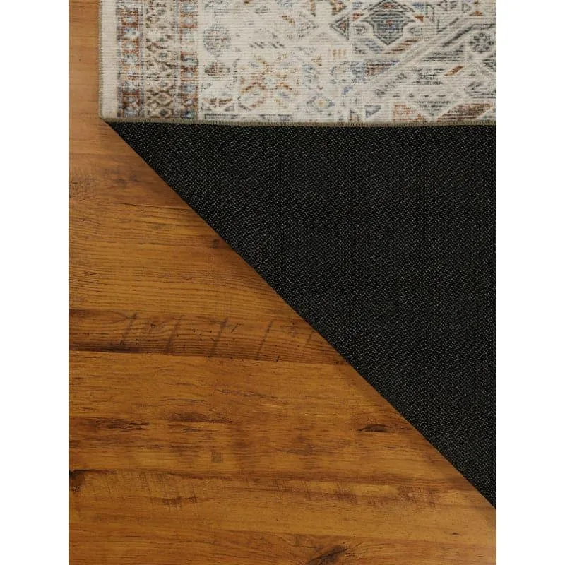 Nilaya Ethnic Anti Slip Polyester Carpet - Grey,Brown media 5