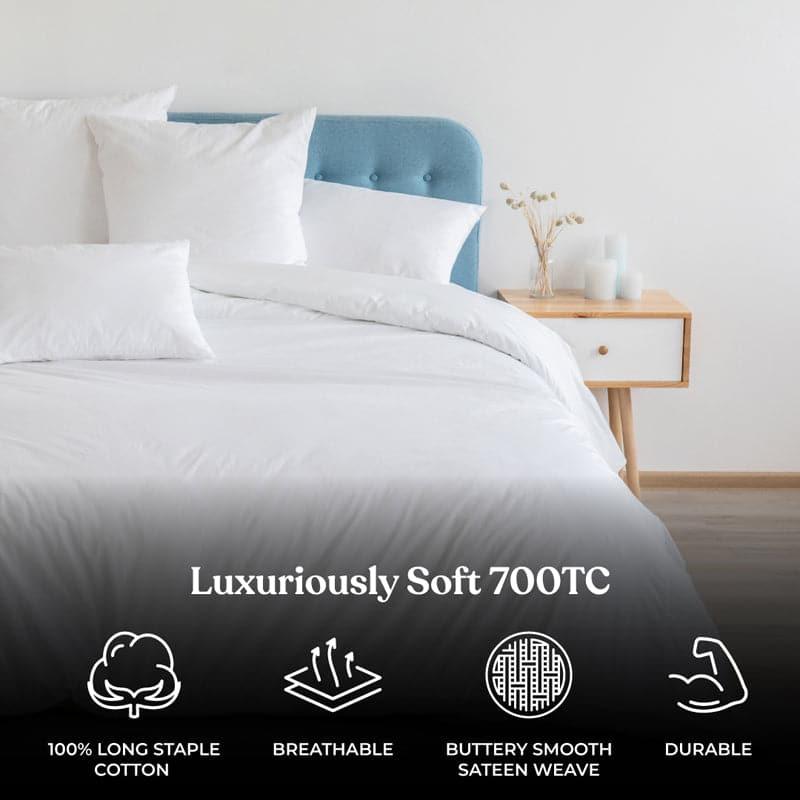 Freyda Solid Cotton Bedsheet (White) - 700 TC media 7