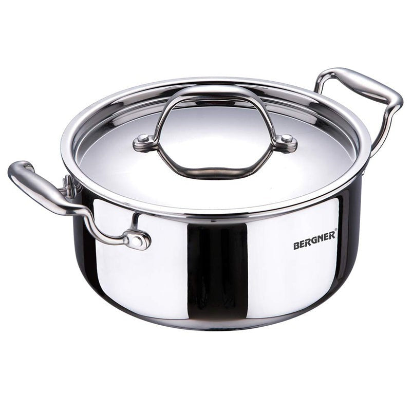 Bergner Argent Triply Casserole With Lid - 4100 ML media 4