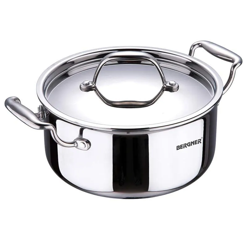 Bergner Argent Triply Casserole With Lid - 4100 ML media 4