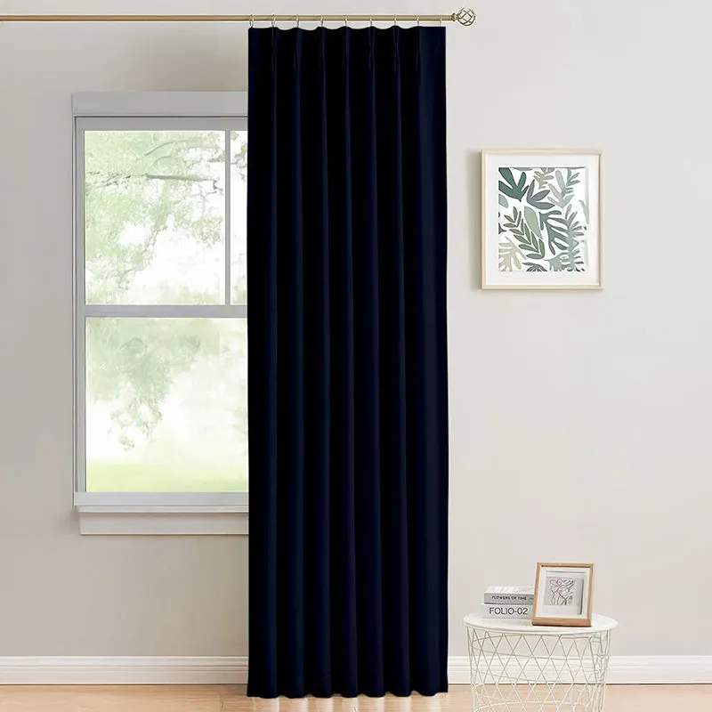 Noir Double Pinch Pleat Blackout Curtain - Navy Blue media 1