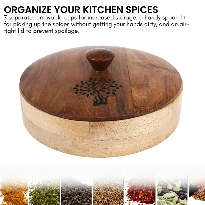 Canela Wood Masala Box - Nine Piece Set media 3
