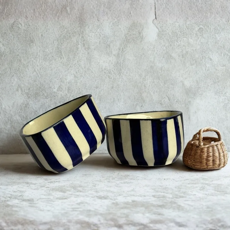 Annavya Ceramic Dip Bowls (Blue,White ,50 mL Each) - Set Of Two media 4