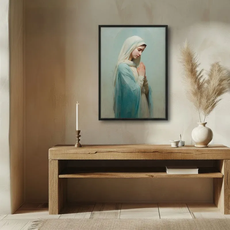 The Prayer of Mary Archival Paper Wall Painting With Black Frame media 1