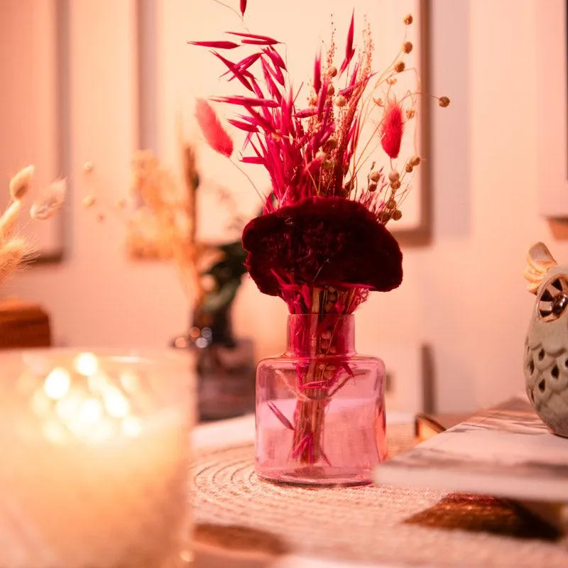 Elegant Pink Glass Vase with Dried Flowers media 1