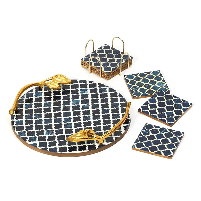 Cromo Grid MDF Platter With Coaster - Eight Piece Set media 4