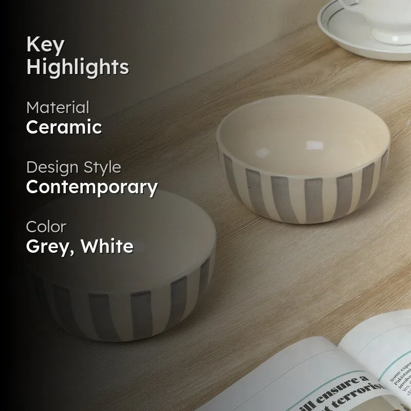 Elaris Dining Serving Bowl (Grey,White,700 mL Each) - Set Of Two media 2