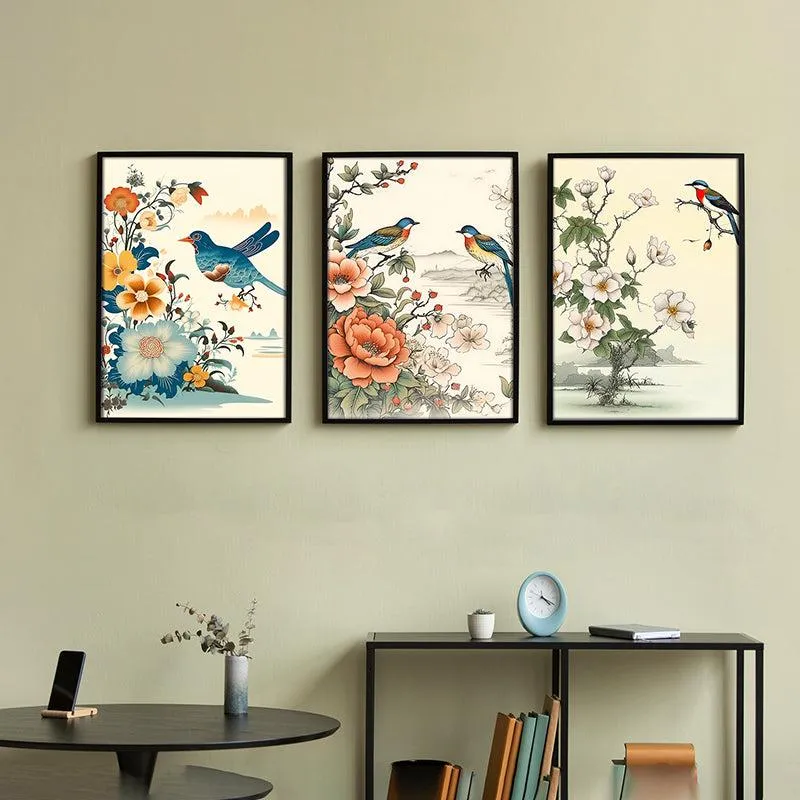 Whimsical Songbirds Wall Art With Frame - Set Of Three media 4
