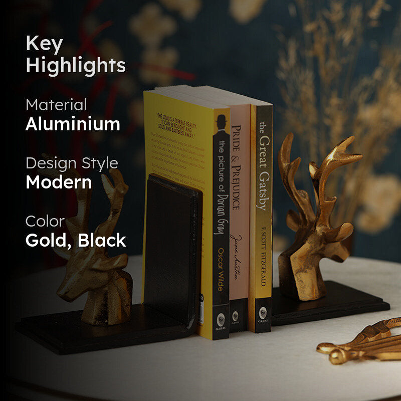 Deer Dimera Book Ends (Gold  & Black) - Set Of Two media 2
