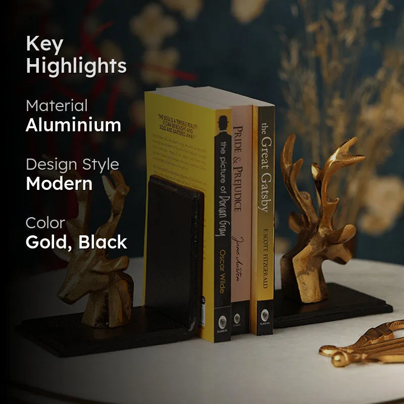 Deer Dimera Book Ends (Gold  & Black) - Set Of Two media 2
