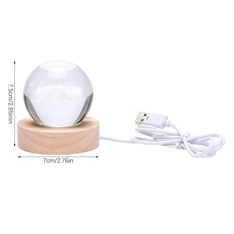 Crystal Dandelion Wooden & Glass Moon LED Table Lamp - Transparent media 6