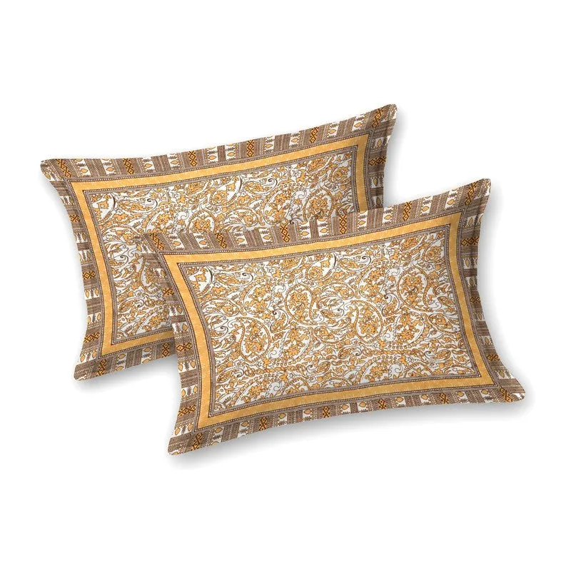 Formix Cotton Bedsheet (Beige,Orange) - 240 TC media 4