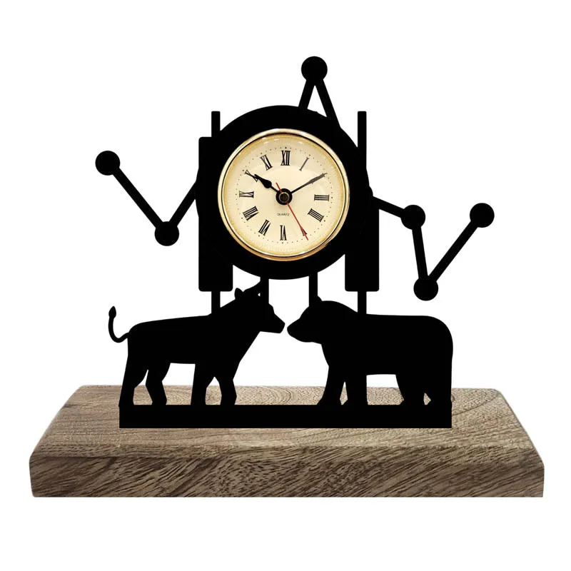 Tides Of Fortune Iron & Mango Wood Table Clock media 3