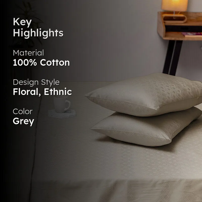 Diamond Dazz Jacquard Pillow Cover (Grey) - Set Of Two media 2