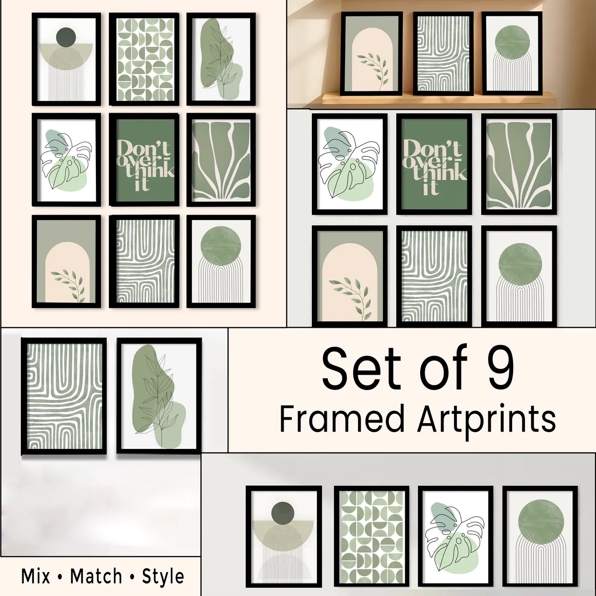 Sylva Nature Inspired Abstract Wall Art Set With Frame - Set Of Nine media 4