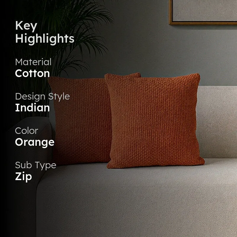 Orange cushion covers with key highlights overlay