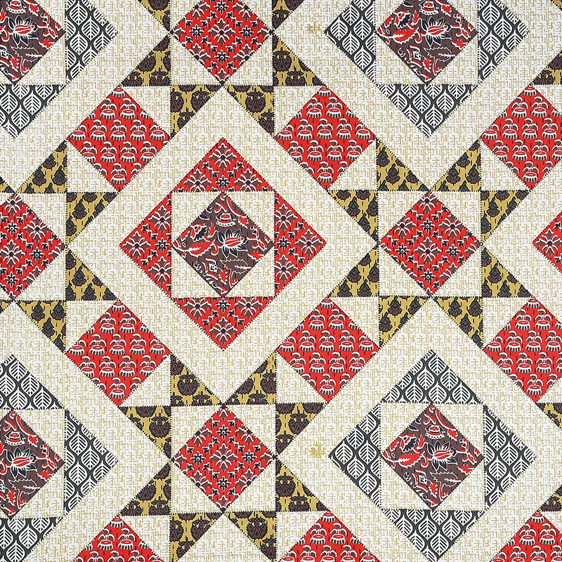 Adire Geometric Cotton Bedsheet (Red) - 160 TC media 4