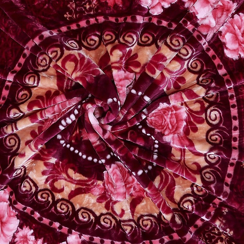 Monte Carlo Crimson Blossom Throw Blanket - 852 GSM media 6