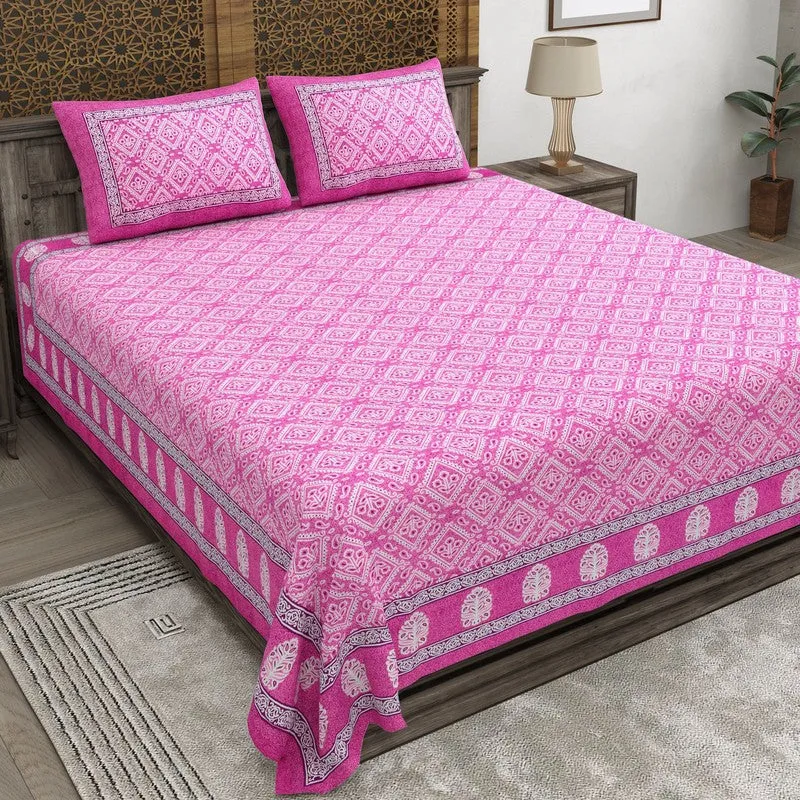 Geoo Cotton Bedsheet (Pink) - 240 TC media 1
